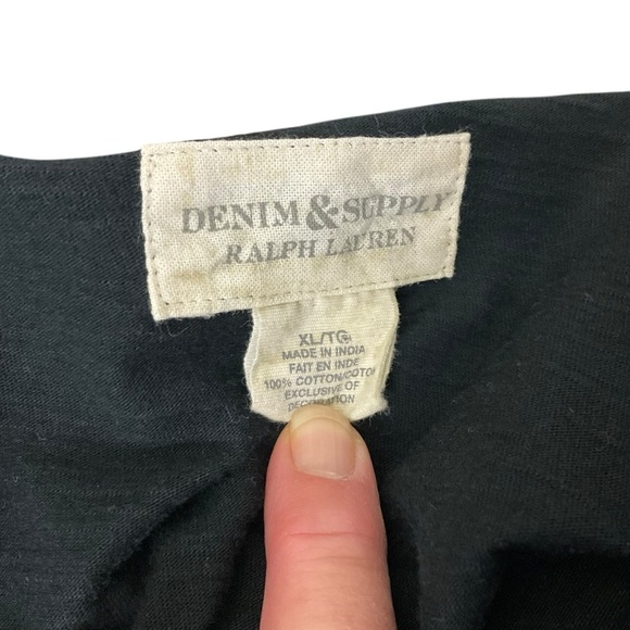 Denim & Supply Ralph Lauren Black Scoop Neck 3/4 Sleeve Embellished Blouse - Picture 4 of 7